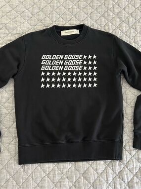 Golden Goose Black Archibald Golden Flag Unisex Sweatshirt Size S Made in Italy